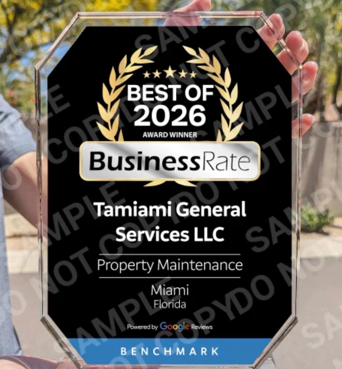 Tamiami General Services LLC — Best of 2026 BusinessRate Award Winner, ranked #1 in Miami